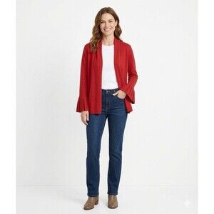 New Talbots Women Cardigan Sweater Sz L Open Knit Red Pop $89